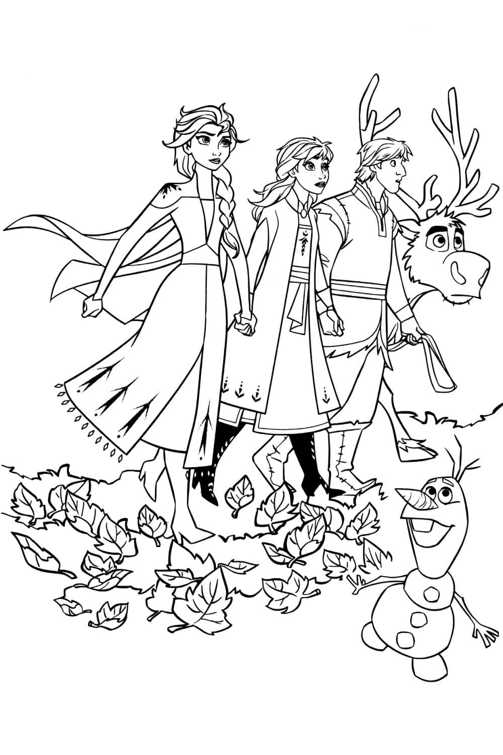 Coloriage la reine des neiges 2 personnages 1 à imprimer