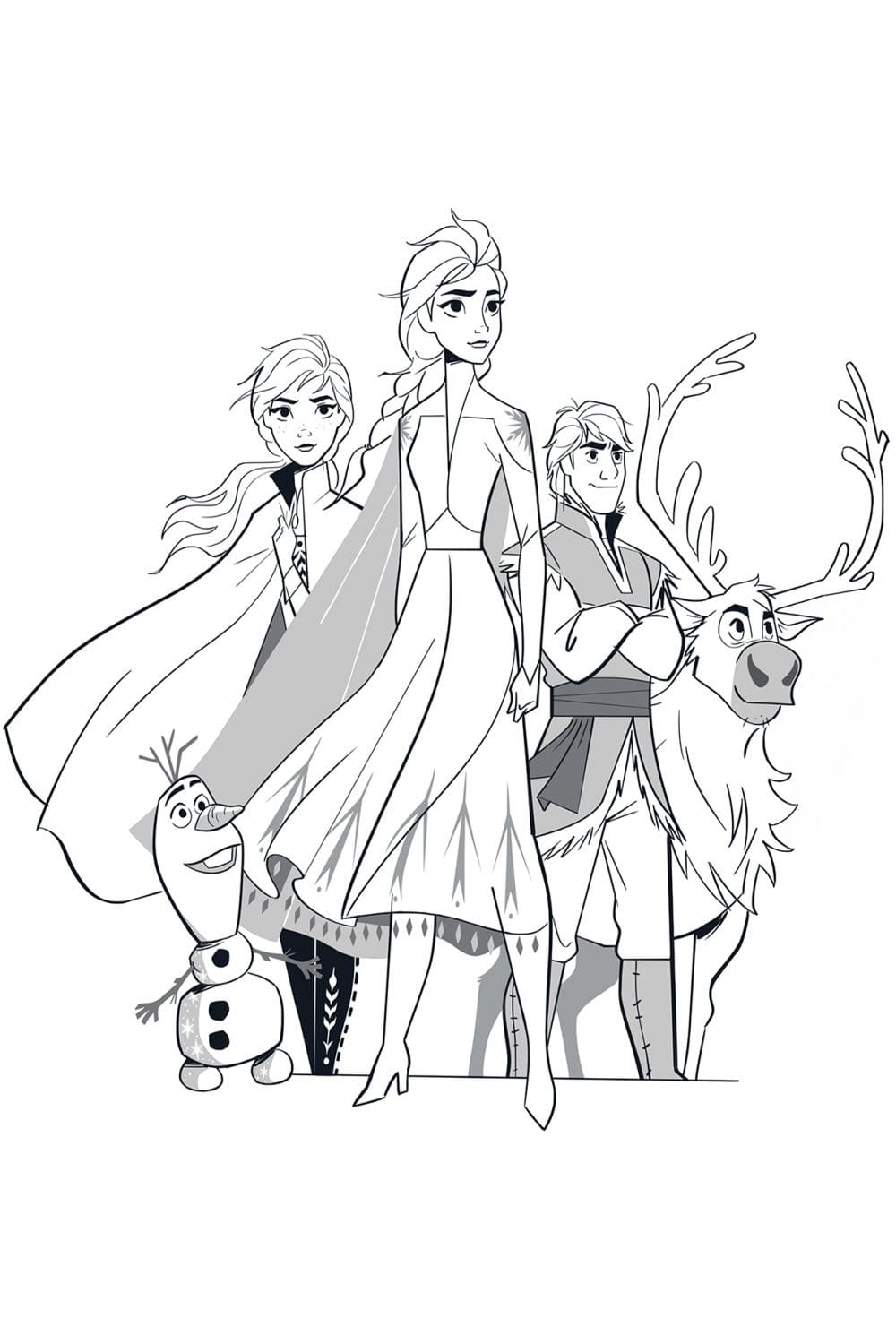 Coloriage la reine des neiges 2 personnages à imprimer