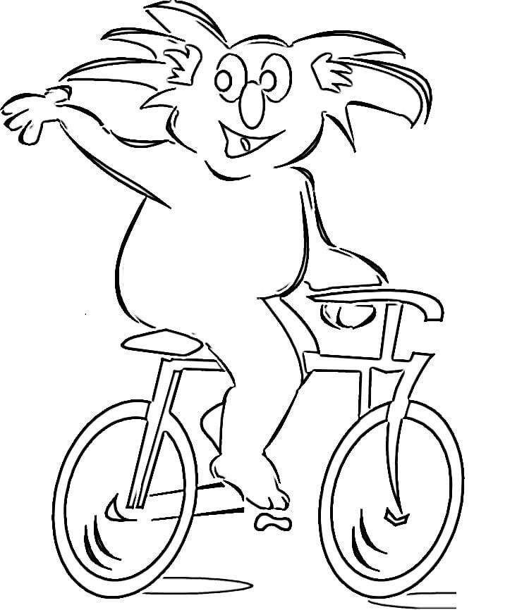 Coloriage le koala fait du vélo