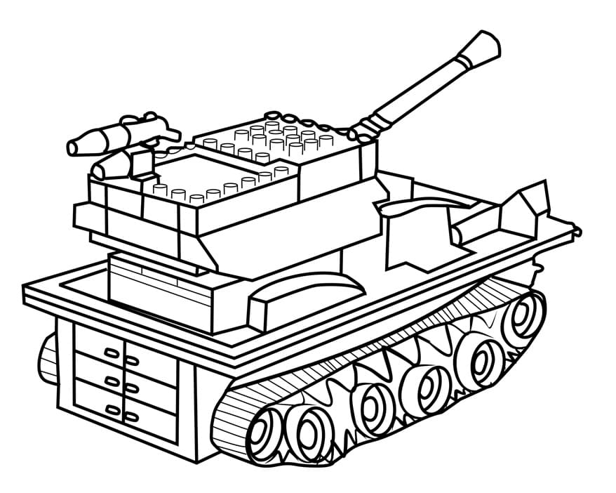 Coloriage lego char militaire à imprimer