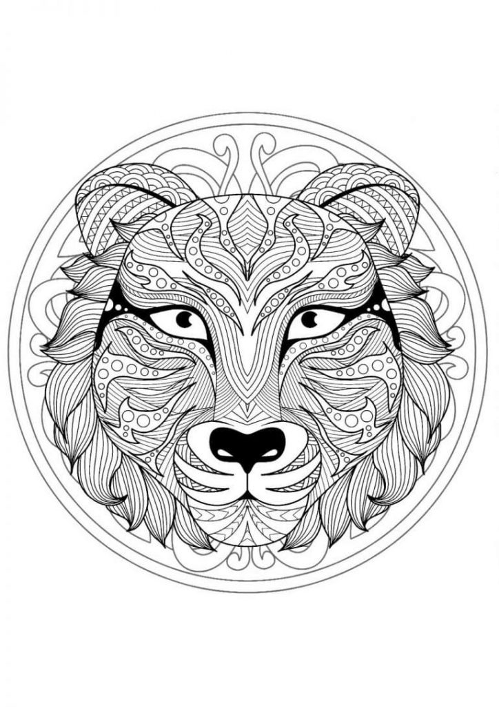 Coloriage lion animaux mandala à imprimer