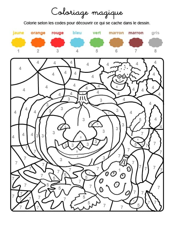 Coloriage magique halloween 8 à imprimer