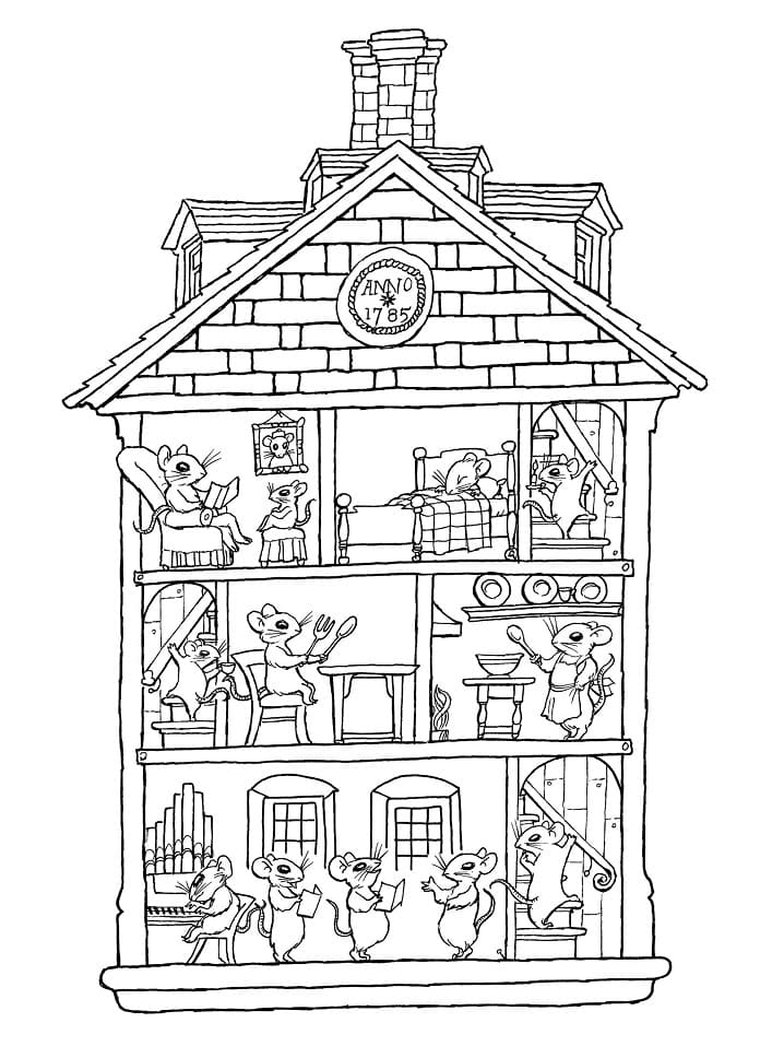 Coloriage maison de souris à imprimer