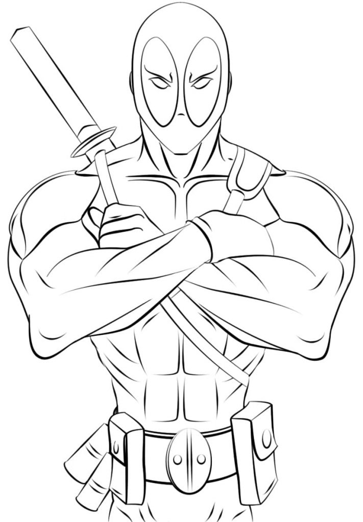 Coloriage marvel deadpool à imprimer