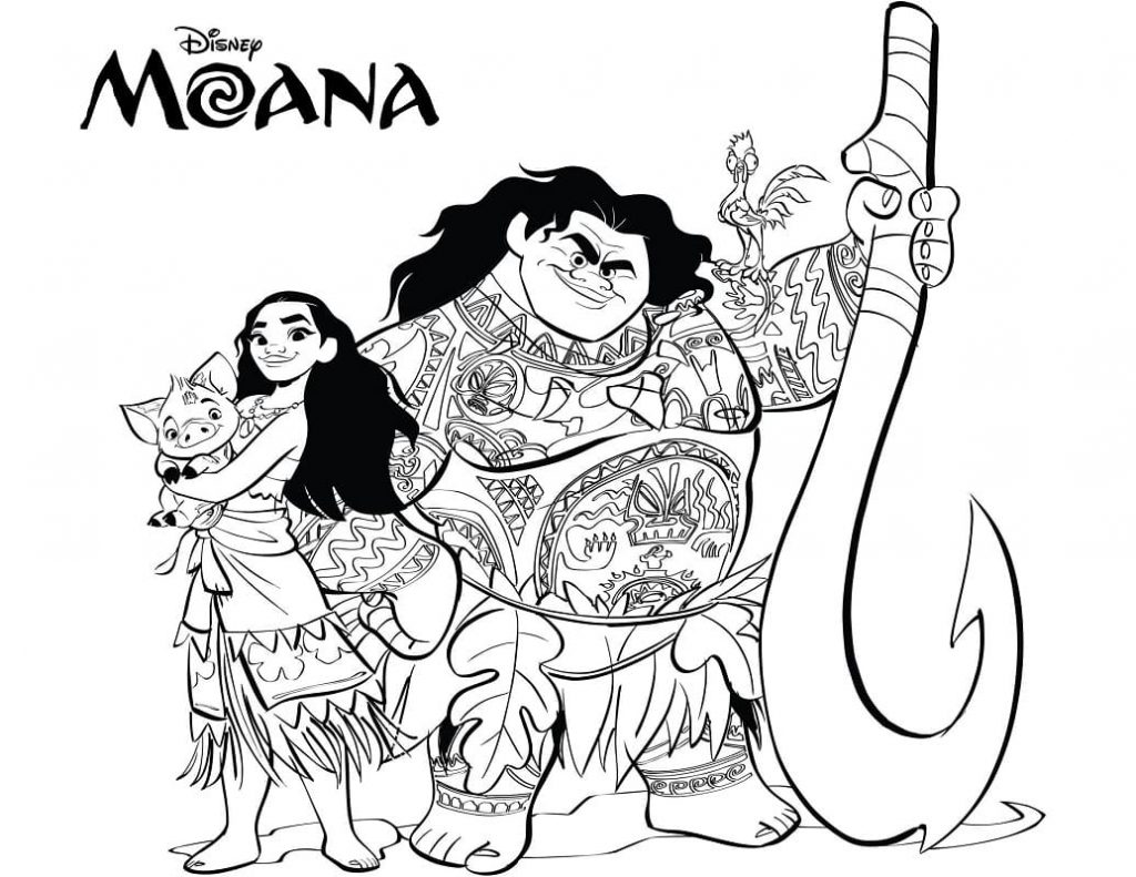 Coloriage maui et vaiana à imprimer