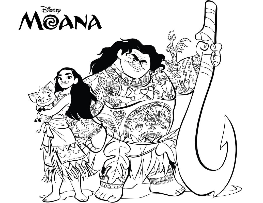 Coloriage maui et vaiana