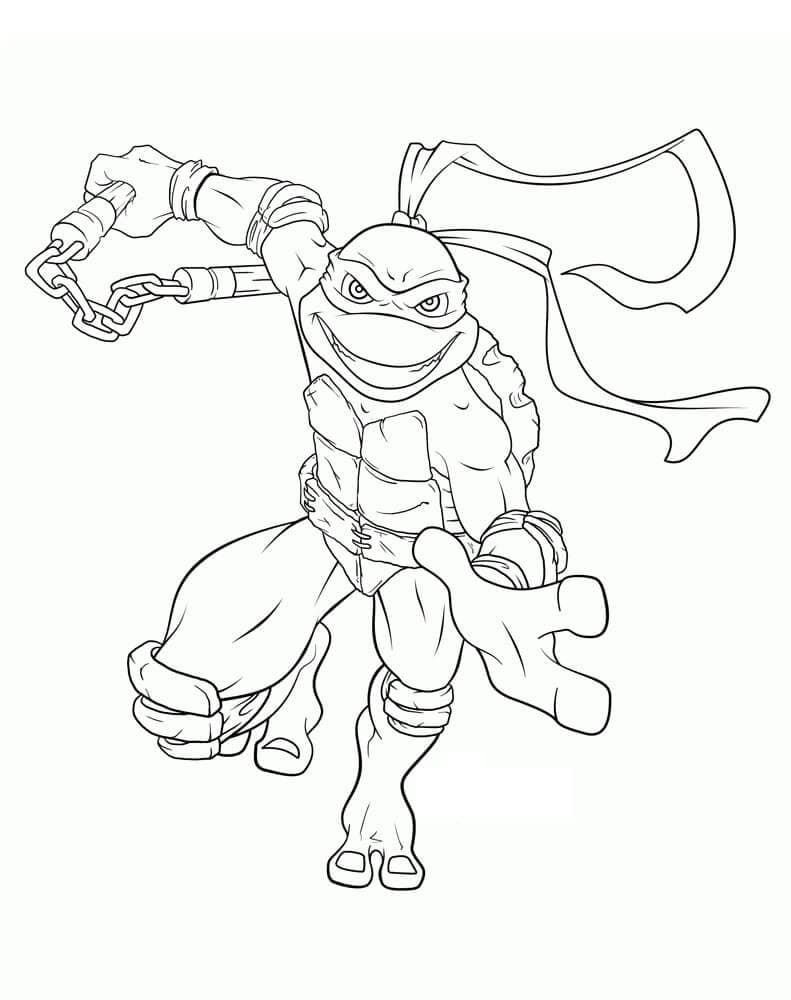 Coloriage michelangelo tortues ninja à imprimer
