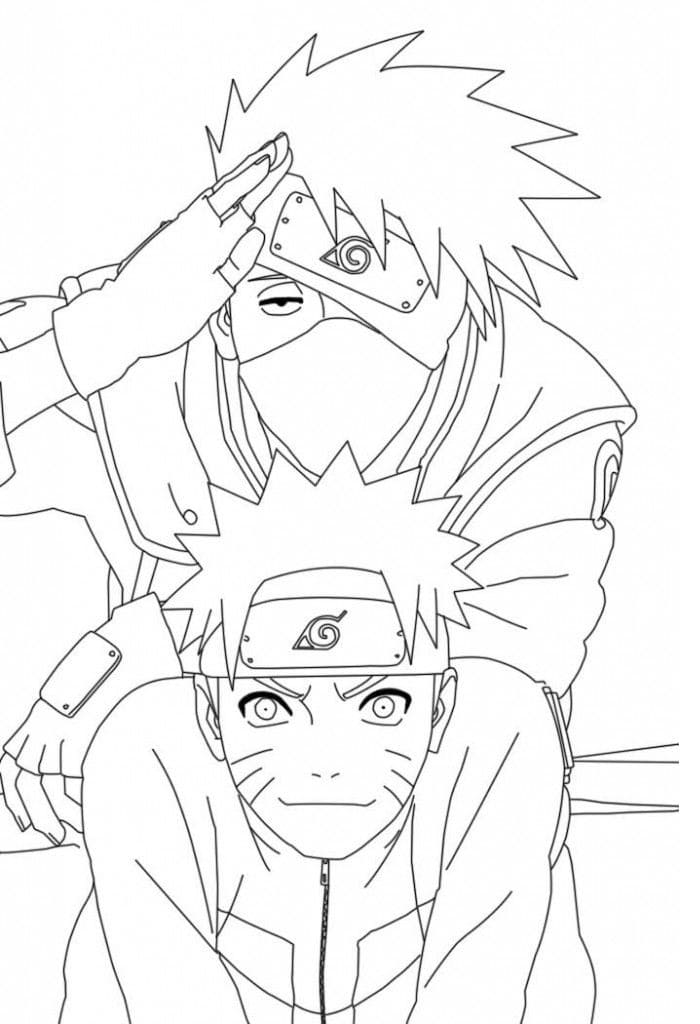 Coloriage Naru et Kakashi à imprimer