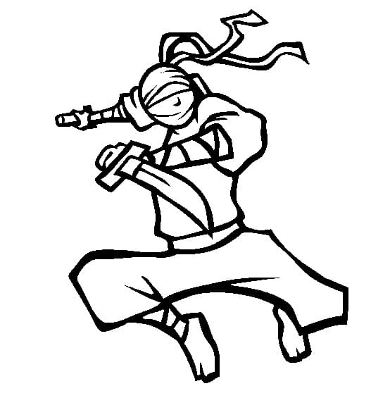 Coloriage ninja attaquant à imprimer