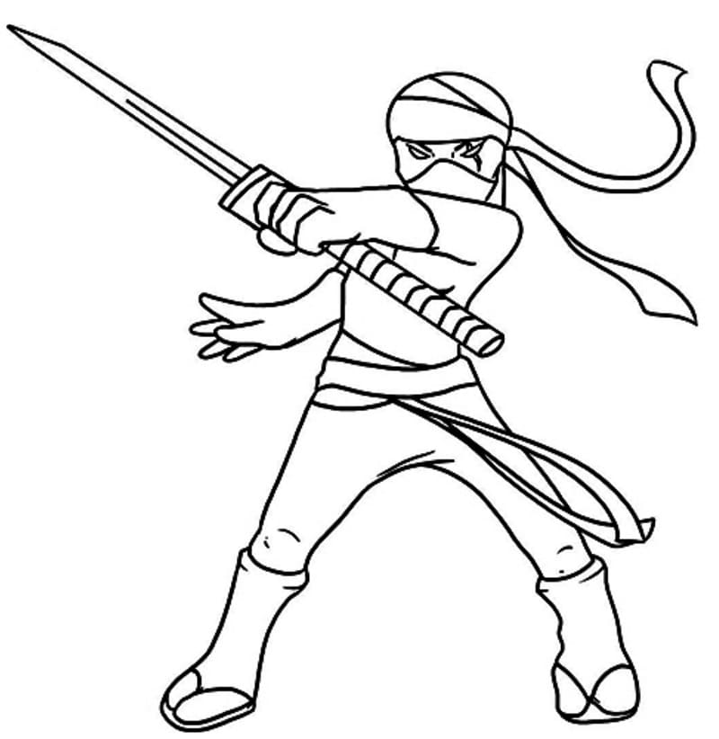 Coloriage ninja avec épée à imprimer
