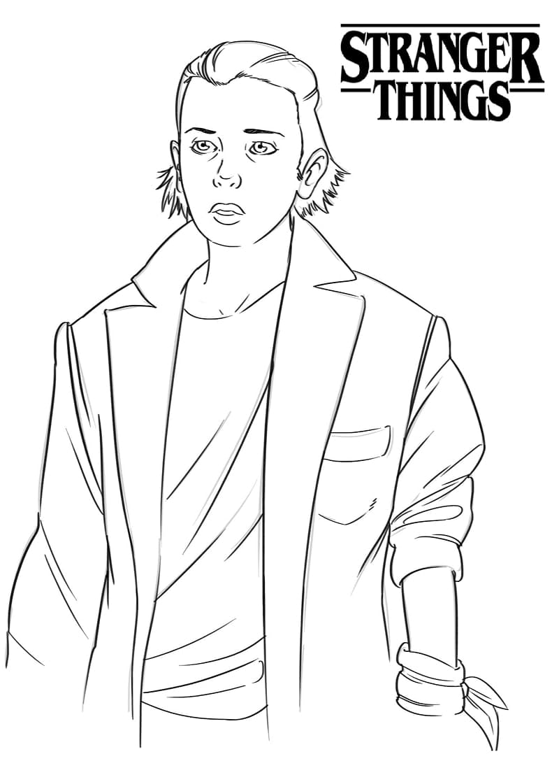 Coloriage onze de stranger things 1 à imprimer