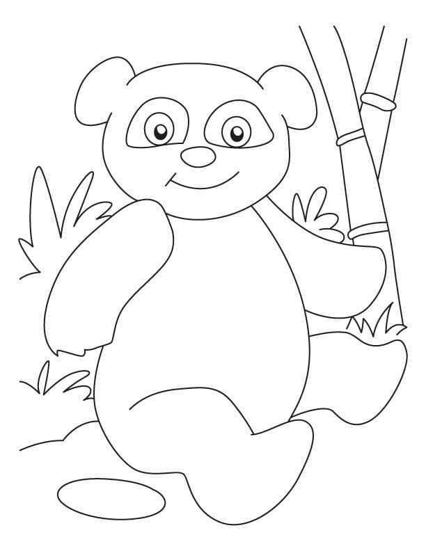Coloriage panda heureux