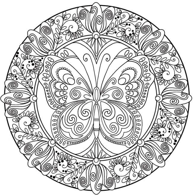 Coloriage papillon animaux mandala