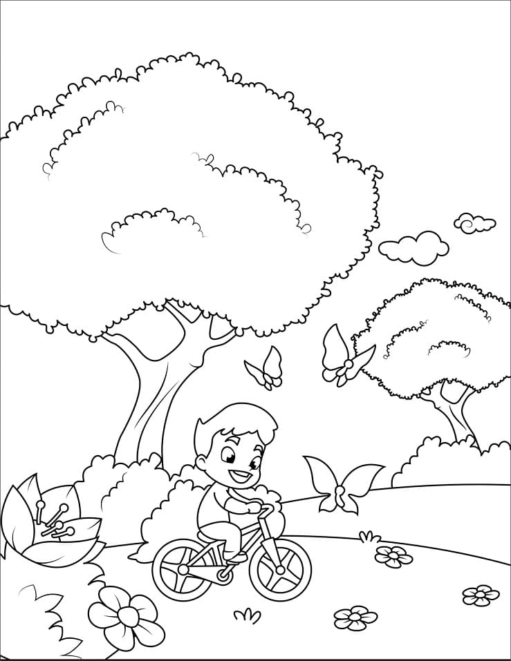 Coloriage paysage de printemps 6