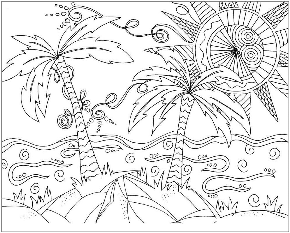 Coloriage plage incroyable