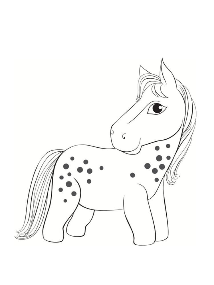 Coloriage poney avec taches noirs à imprimer