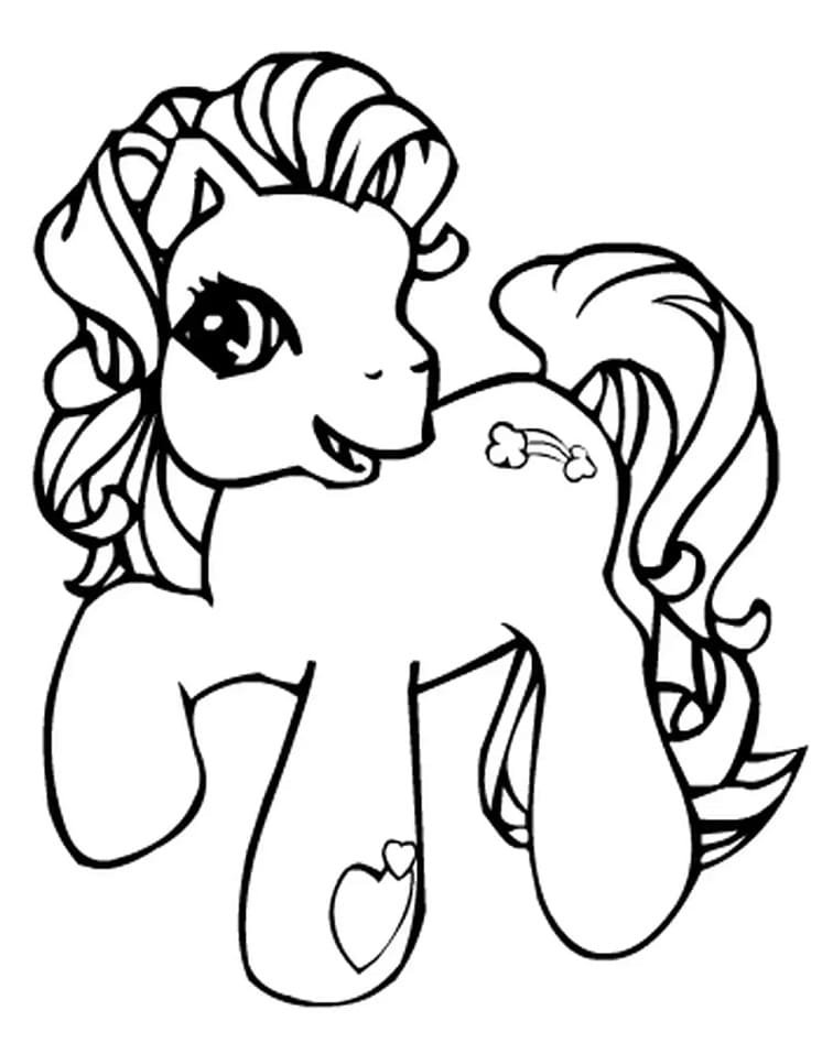 Coloriage poney heureux