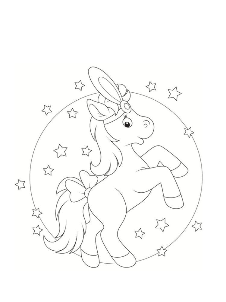 Coloriage poney star avec les etoiles