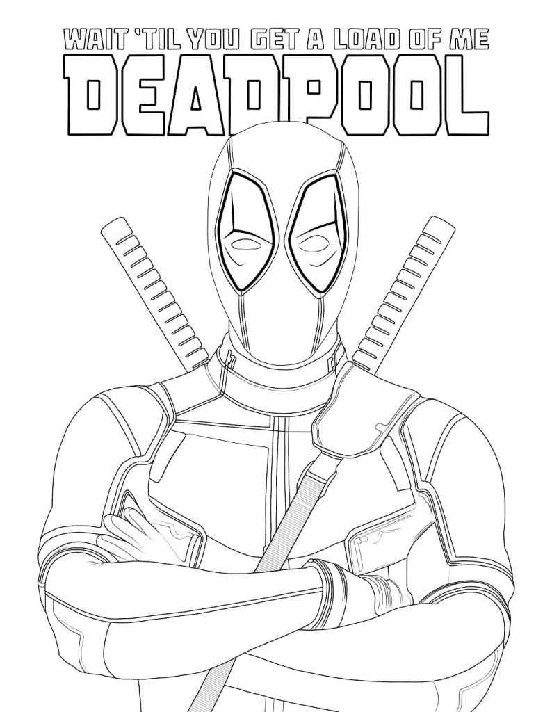 Coloriage portrait de deadpool à imprimer