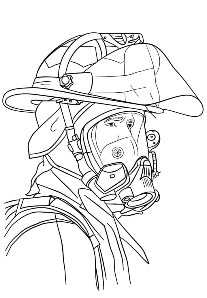 Coloriage portrait de pompier à imprimer