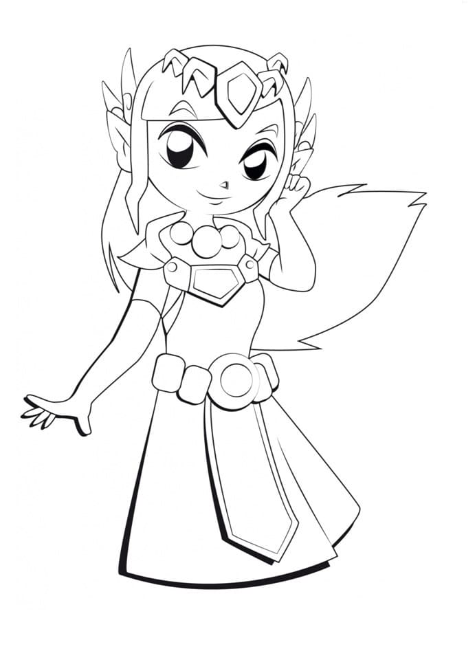 Coloriage Princesse Zelda Sourire