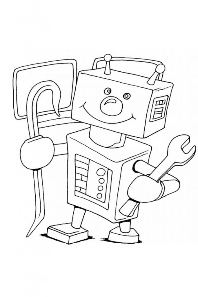 Coloriage robot heureux à imprimer