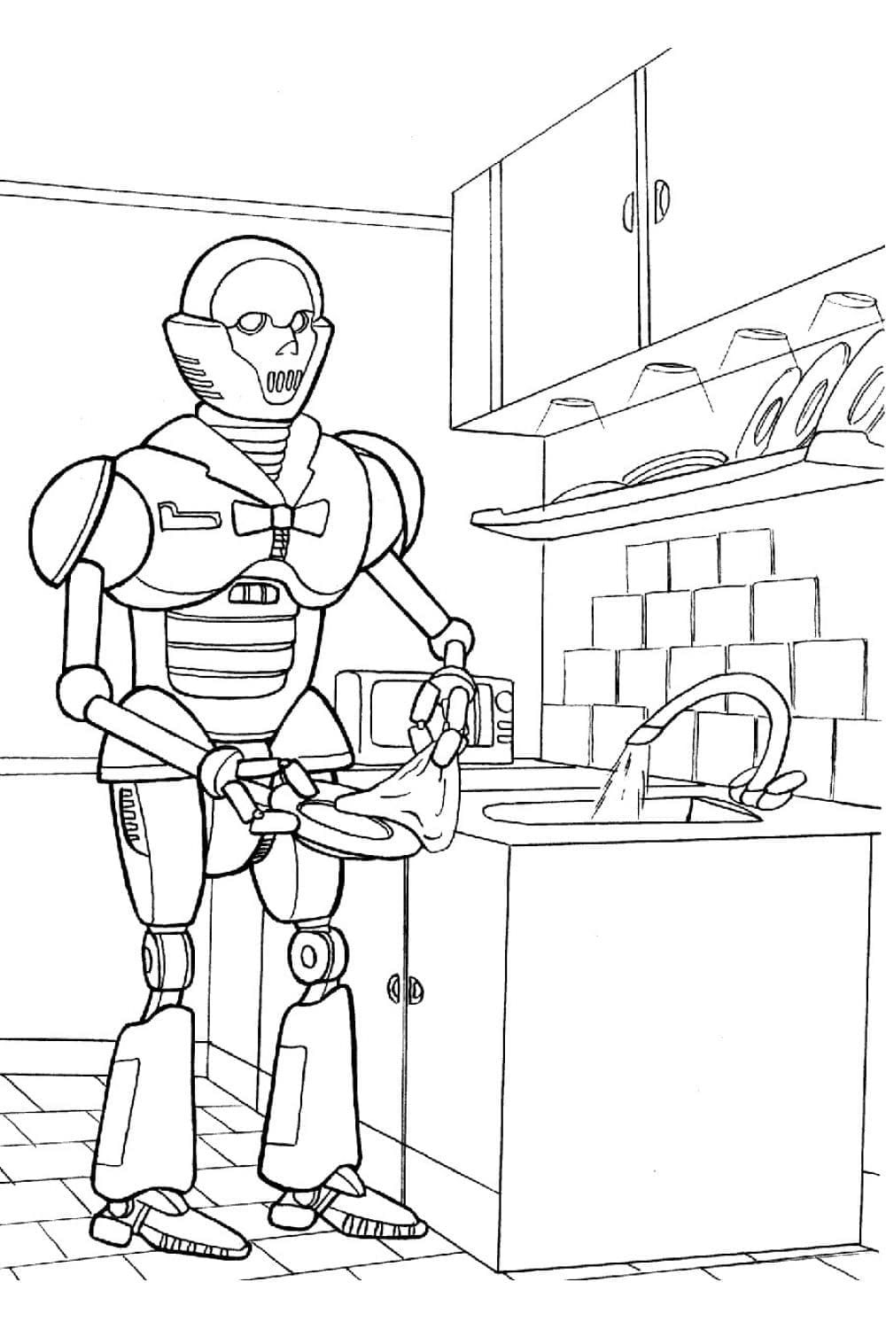Coloriage robot lave vaisselle