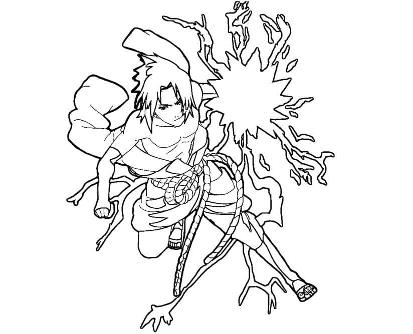 Coloriage Sasuke Avec Chidori à imprimer
