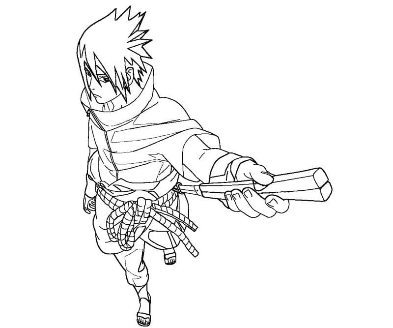 Coloriage Sasuke Avec Son épée à imprimer