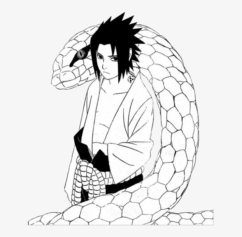 Coloriage Sasuke et Grand Serpent à imprimer