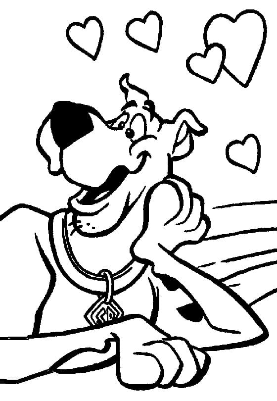 Coloriage scooby doo amoureux