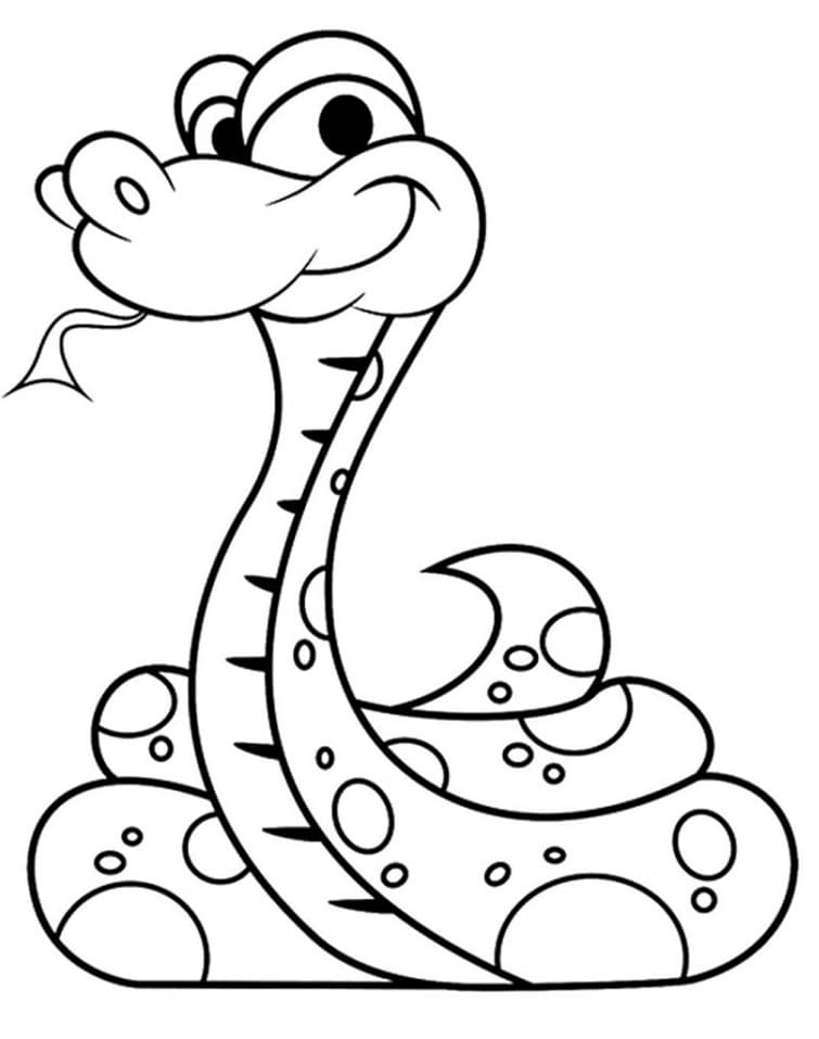 Coloriage serpent souriant à imprimer