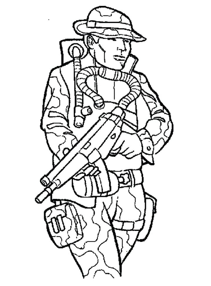 Coloriage soldat militaire 2