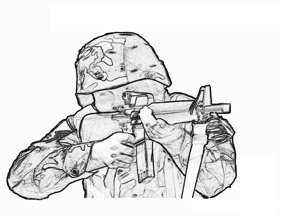 Coloriage soldat militaire 3 à imprimer