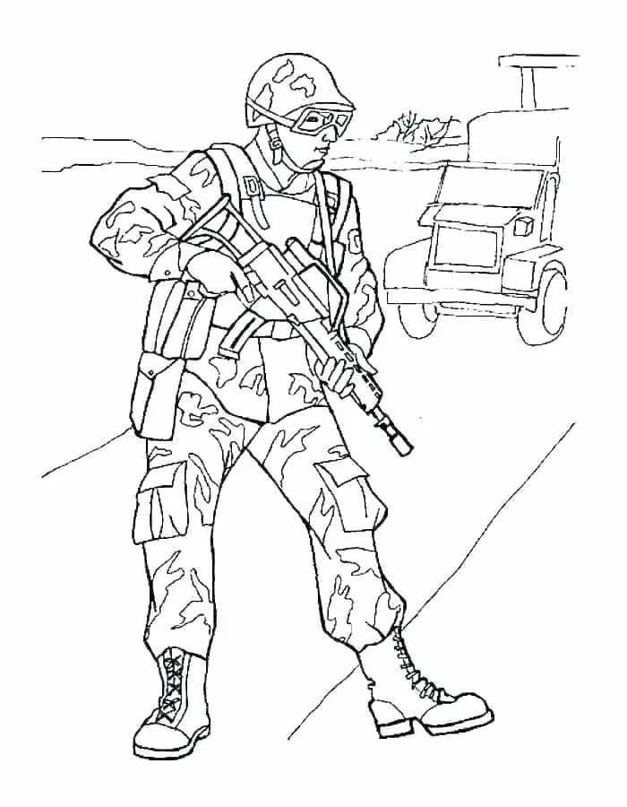 Coloriage soldat militaire 7