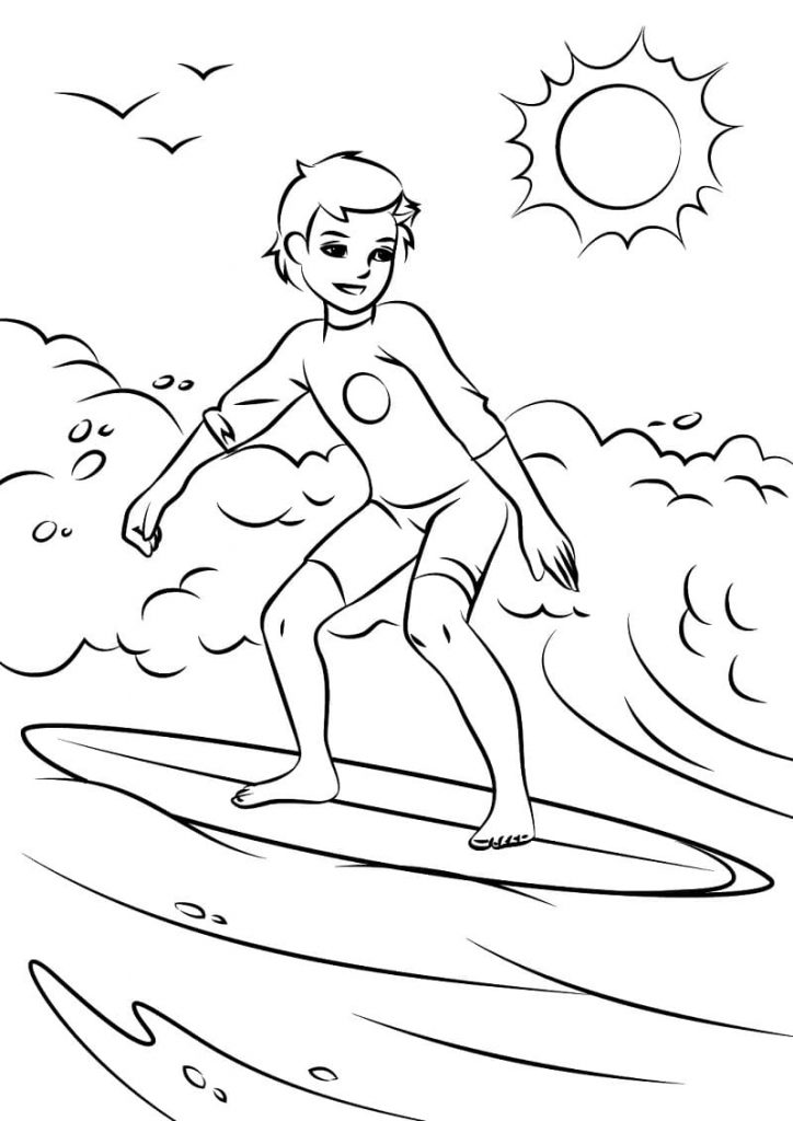 Coloriage surfeur à imprimer