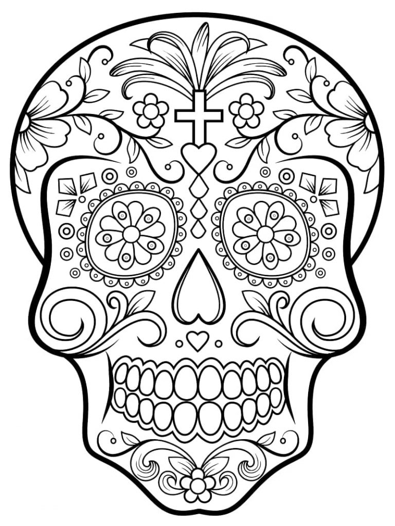 Coloriage têtes de mort du mexique 10 à imprimer