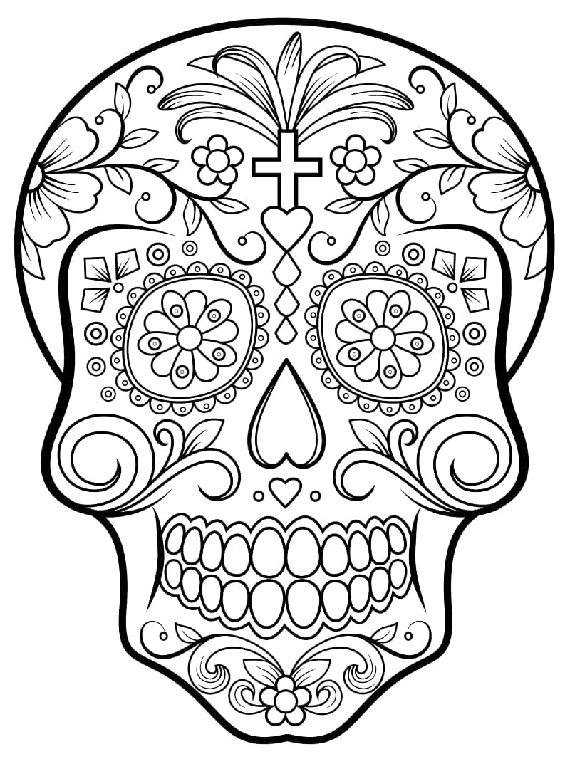 Coloriage têtes de mort du mexique 10