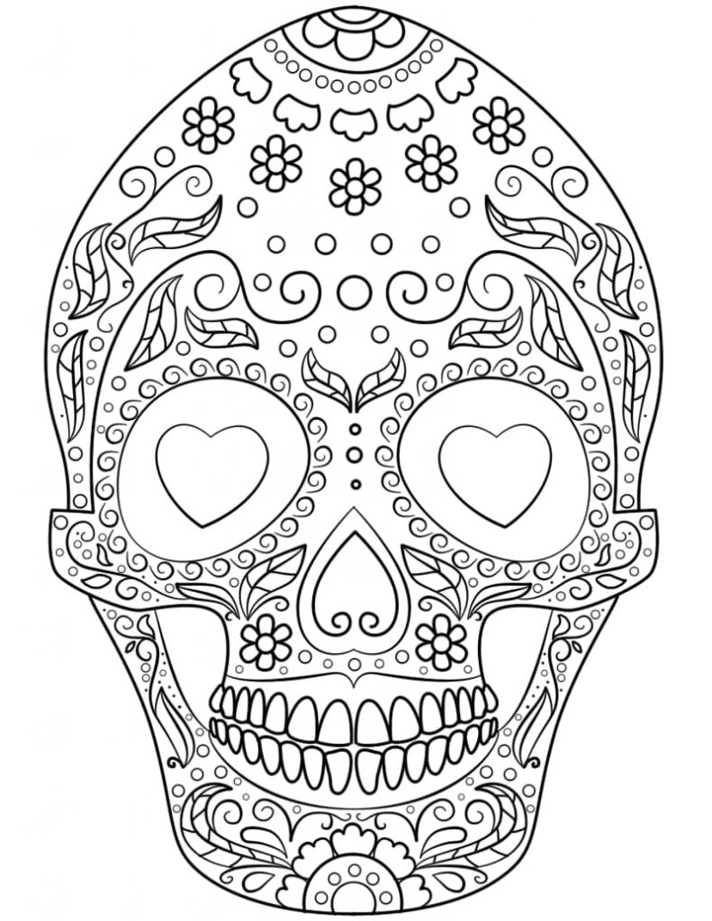 Coloriage têtes de mort du mexique 12 à imprimer