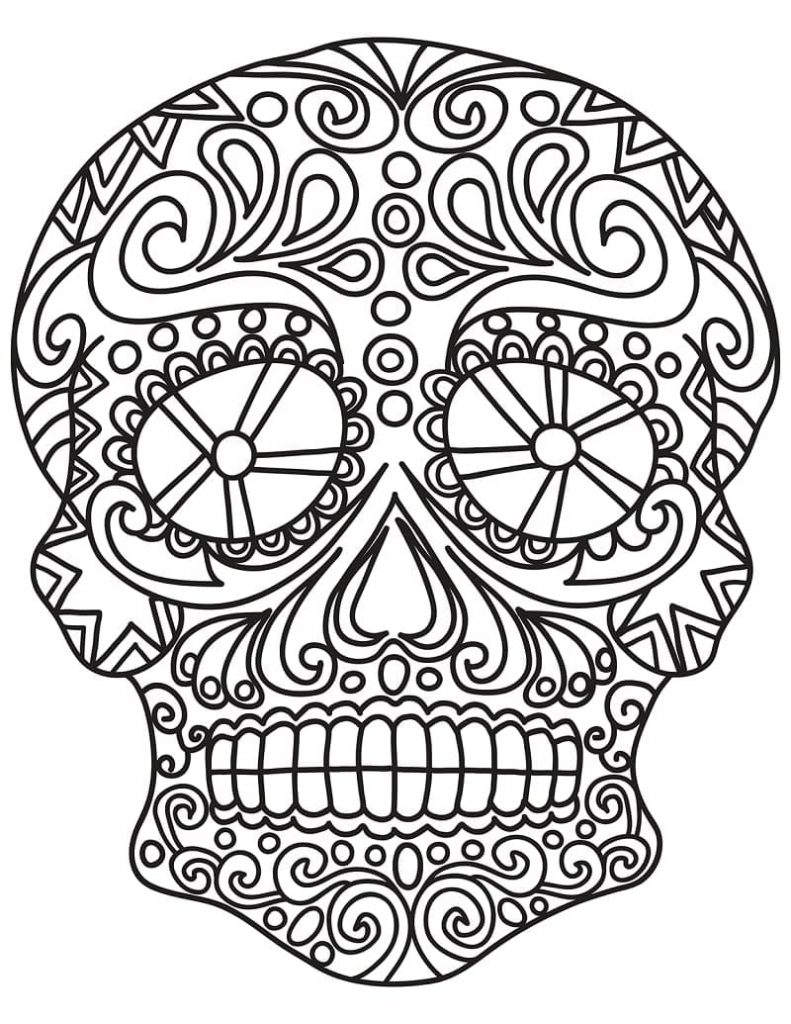 Coloriage têtes de mort du mexique 15 à imprimer