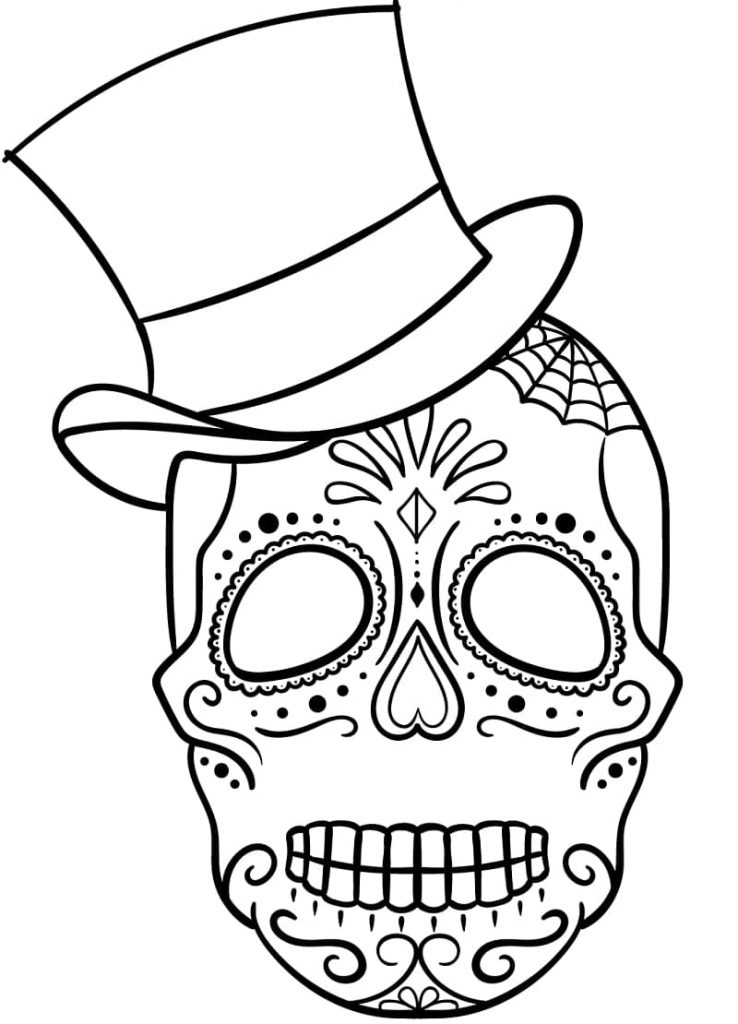 Coloriage têtes de mort du mexique 2 à imprimer