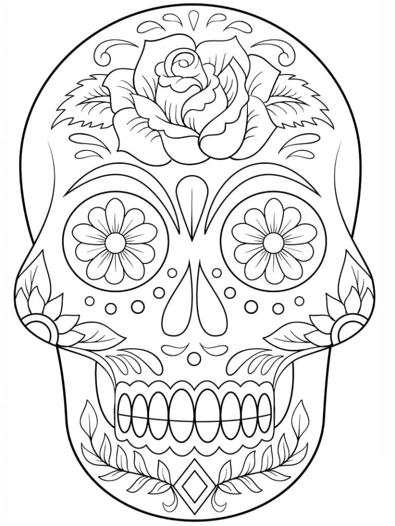 Coloriage têtes de mort du mexique 8 à imprimer