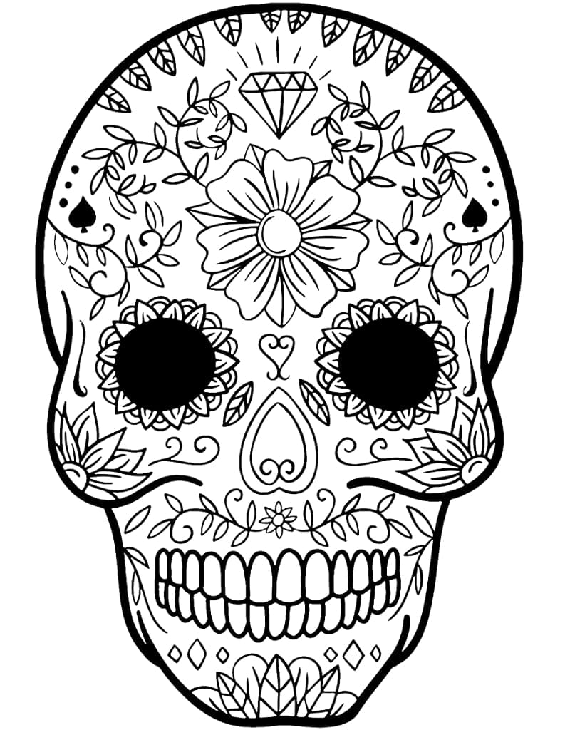 Coloriage têtes de mort du mexique 9