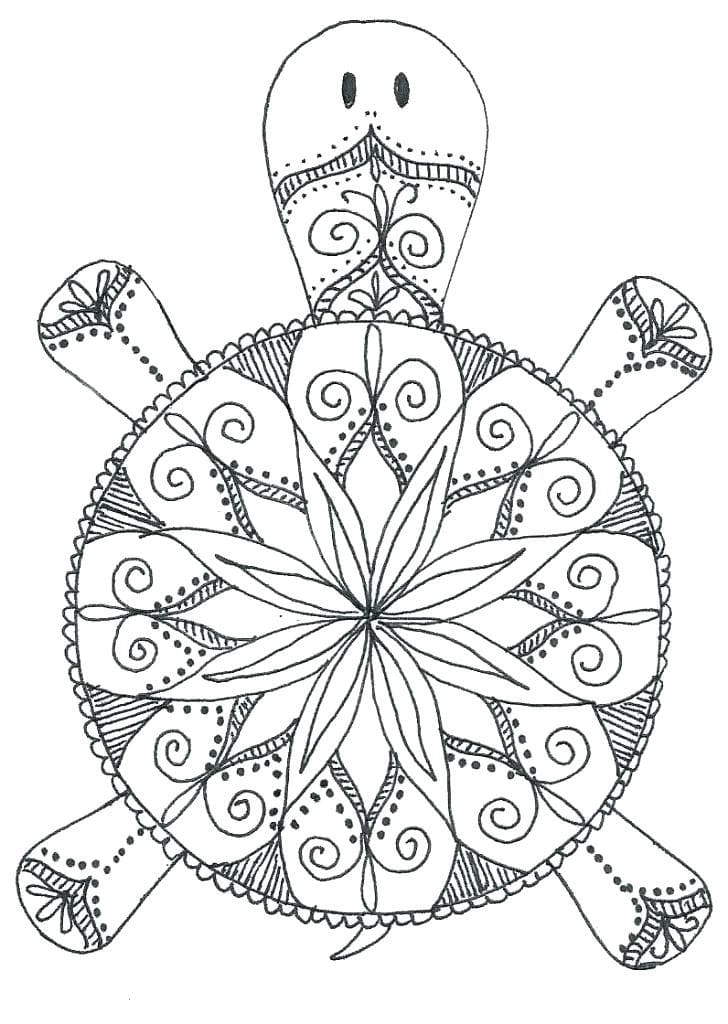 Coloriage tortue animaux mandala à imprimer