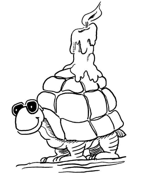Coloriage tortue avec bougie