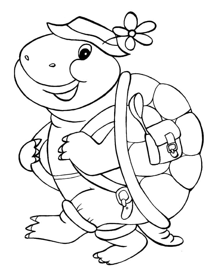 Coloriage tortue souriante à imprimer