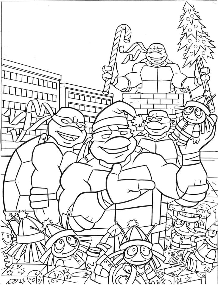 Coloriage tortues ninja et cadeaux à imprimer