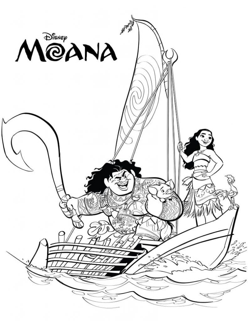 Coloriage vaiana et maui à imprimer