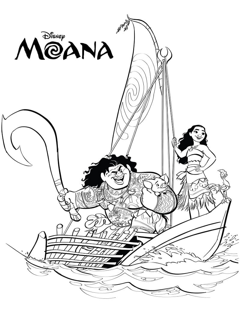 Coloriage vaiana et maui