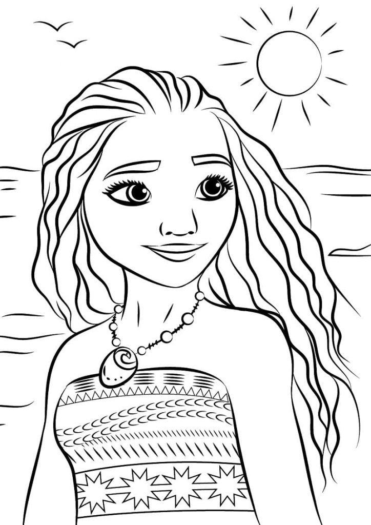 Coloriage vaiana souriante à imprimer